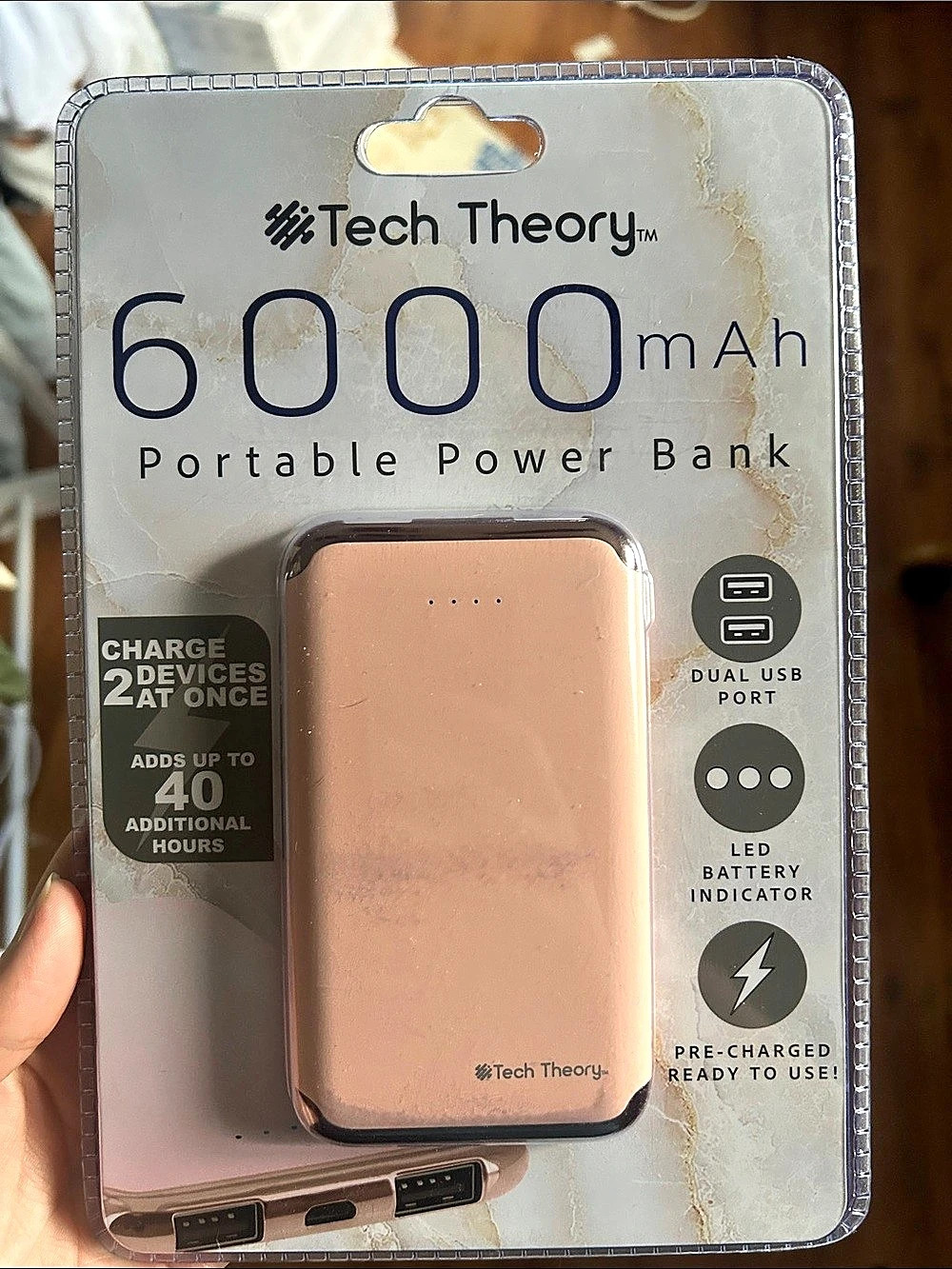 Tech Theory 6000mAh Portable Power Bank Pink 6000mAh NWT